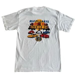 Vintage Michigan 90s Car Multi Lakes Conservation Association White Shirt Medium
